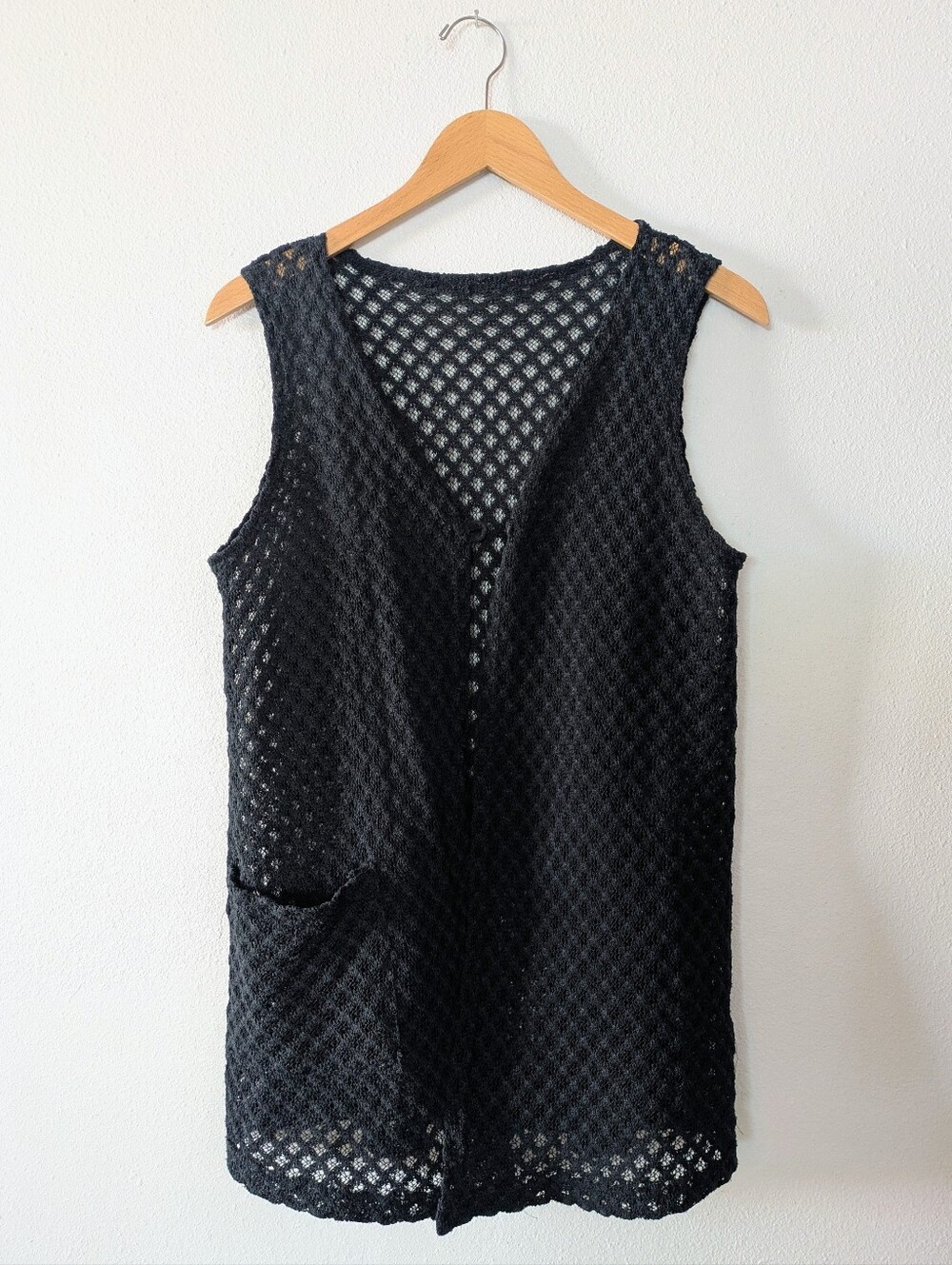 Long Black Knit Vest Women's
